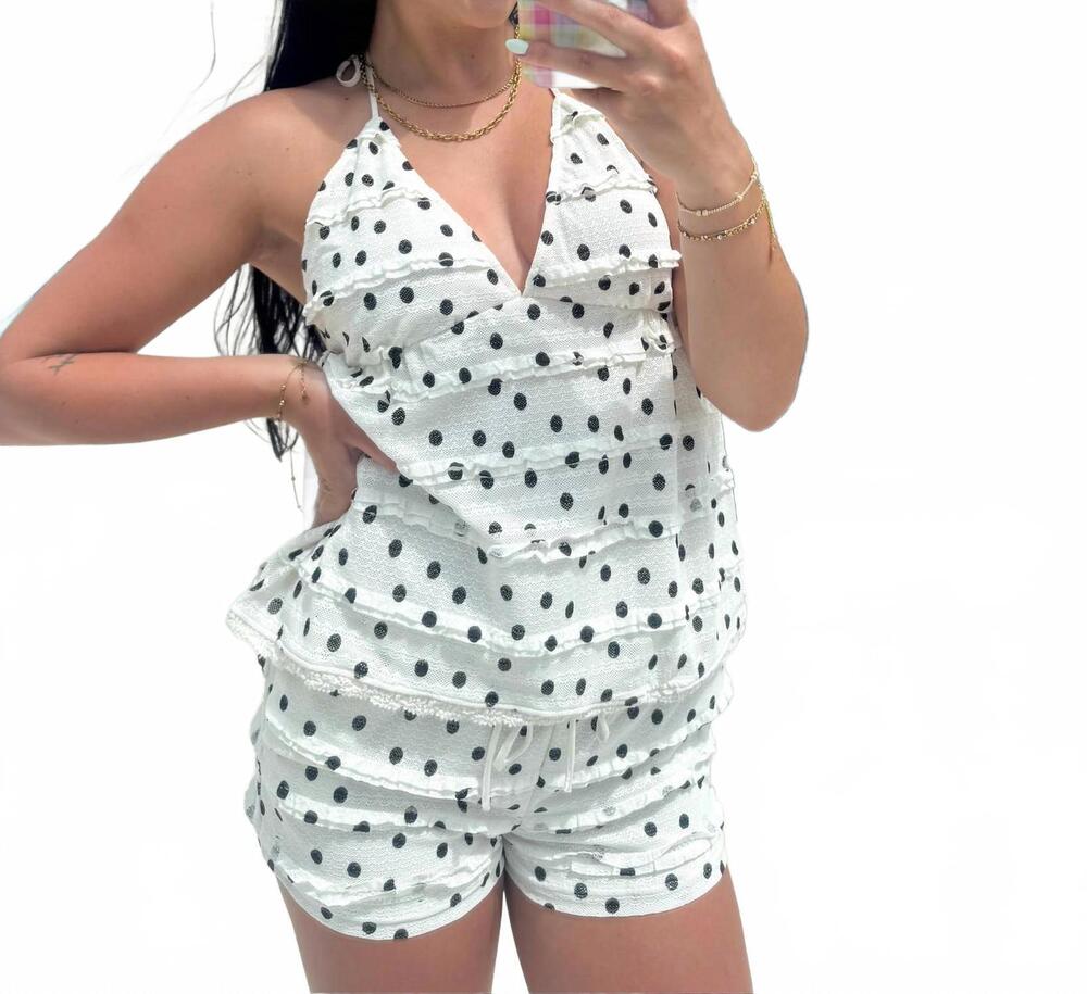 NEW BAILEY ROSE the marie two-piece shorts set in white/black